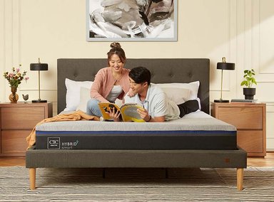 JUEGO DE DORMITORIO CIC CAMA EUROPEA HYBRID PLUS INFINITY BD 2 PLAZAS + RESPALDO MUNICH GRIS - 7