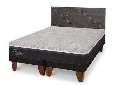 JUEGO DE DORMITORIO CIC CAMA EUROPEA VILLARRICA HYBRID INFINITY 2 PLAZAS + RESPALDO GRIS - 2