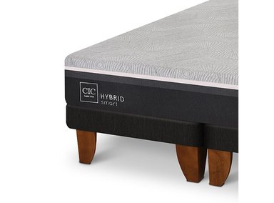 JUEGO DE DORMITORIO CIC CAMA EUROPEA VILLARRICA HYBRID INFINITY 2 PLAZAS + RESPALDO GRIS - 4