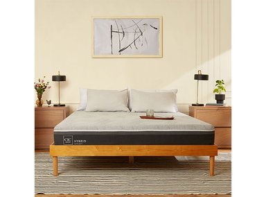 JUEGO DE DORMITORIO CIC CAMA EUROPEA VILLARRICA HYBRID INFINITY 2 PLAZAS + RESPALDO GRIS - 8