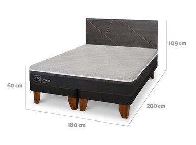 JUEGO DE DORMITORIO CIC CAMA EUROPEA VILLARRICA HYBRID INFINITY KING + RESPALDO GRIS - 3
