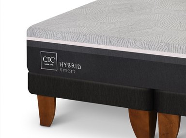 JUEGO DE DORMITORIO CIC CAMA EUROPEA VILLARRICA HYBRID INFINITY KING + RESPALDO GRIS - 4