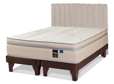 JUEGO DE DORMITORIO FLEX CAMA EUROPEA MÁXIMO COBRE 2 PLAZAS + RESPALDO TUBULAR BEIGE - 2