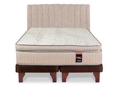 JUEGO DE DORMITORIO FLEX CAMA EUROPEA MÁXIMO COBRE 2 PLAZAS + RESPALDO TUBULAR BEIGE - 1