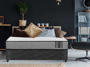 JUEGO DE DORMITORIO FLEX CAMA AMERICANA STAR 1.5 PLAZAS + RESPALDO ROYAL NEGRO - 5