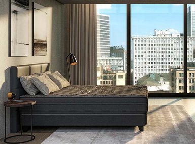 JUEGO DE DORMITORIO FLEX CAMA EUROPEA BLACK BD 2 PLAZAS + RESPALDO ROYAL + VELADORES ROCK - 5