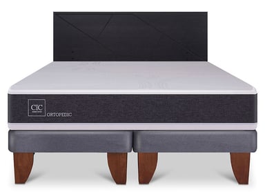 JUEGO DE DORMITORIO CIC CAMA EUROPEA ORTOPEDIC BD 2 PLAZAS + RESPALDO VILLARRICA NEGRO - 1