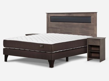 JUEGO DE DORMITORIO ROSEN CAMA EUROPEA ERGO T NEW BN 2 PLAZAS + SET FERRARA GRIS - 2