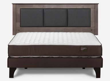 JUEGO DE DORMITORIO ROSEN CAMA EUROPEA ERGO T NEW BN 2 PLAZAS + RESPALDO RACHEL GRIS - 1