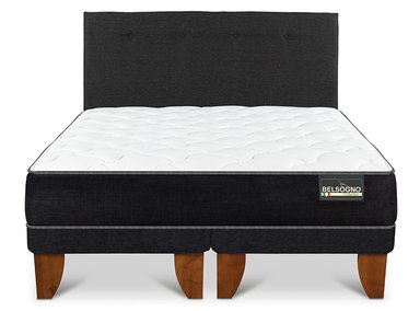 JUEGO DE DORMITORIO BELSOGNO CAMA EUROPEA PLUS BD 2 PLAZAS + RESPALDO BLACK - 1