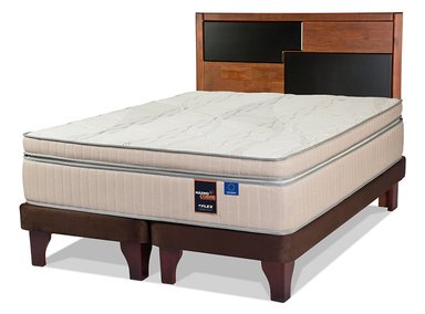 JUEGO DE DORMITORIO FLEX CAMA EUROPEA MAX COBRE MAXIMO BD BOX 2 PLAZAS CHOCOLATE + RESPALDO COLONIA - 1