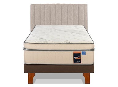 JUEGO DE DORMITORIO FLEX CAMA EUROPEA MAXIMO COBRE 1.5 PLAZAS + RESPALDO TUBULAR BEIGE - 2