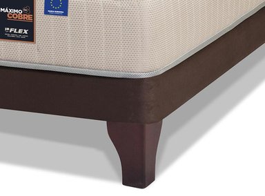 JUEGO DE DORMITORIO FLEX CAMA EUROPEA MAXIMO COBRE 1.5 PLAZAS + RESPALDO TUBULAR BEIGE - 3
