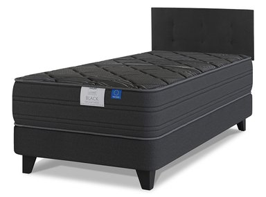 JUEGO DE DORMITORIO FLEX CAMA EUROPEA BLACK 1.5 PLAZAS + RESPALDO ROYAL NEGRO - 2