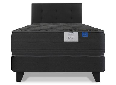 JUEGO DE DORMITORIO FLEX CAMA EUROPEA BLACK 1.5 PLAZAS + RESPALDO ROYAL NEGRO - 1