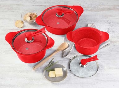 BATERÍA DE COCINA BOHLIER ROJO 6 PIEZAS - 2