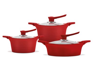 BATERÍA DE COCINA BOHLIER ROJO 6 PIEZAS - 1