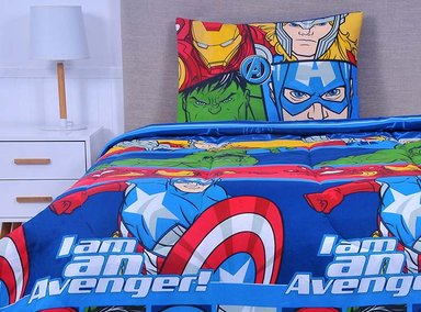 PLUMÓN MARVEL DISNEY AVENGERS ALL 1.5 PLAZAS AZUL ESTAMPADO - 1