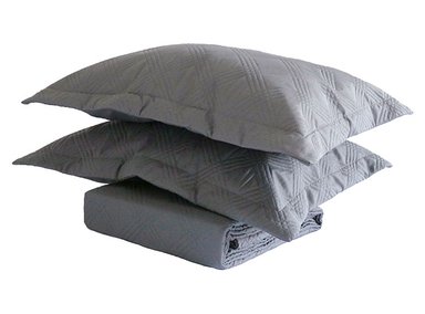 CUBRECAMA QUILT ANDES 2 PLAZAS GRIS AZULADO LISO MARENGO - 2