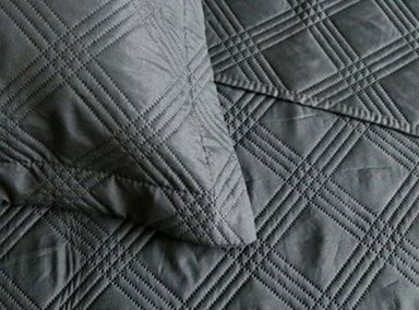 CUBRECAMA QUILT ANDES 2 PLAZAS GRIS AZULADO LISO MARENGO - 3
