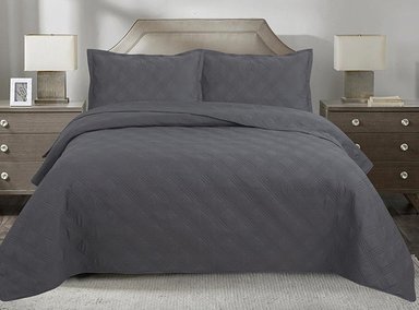 CUBRECAMA QUILT ANDES 2 PLAZAS GRIS AZULADO LISO MARENGO - 1