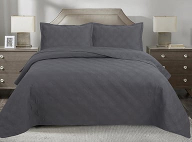 CUBRECAMA QUILT ANDES KING GRIS AZULADO LISO MARENGO - 1