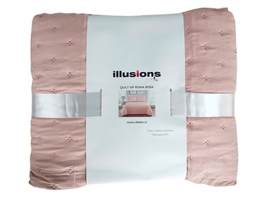 CUBRECAMA QUILT ILLUSIONS 1.5 PLAZAS ROSA LISO ROMA - 2