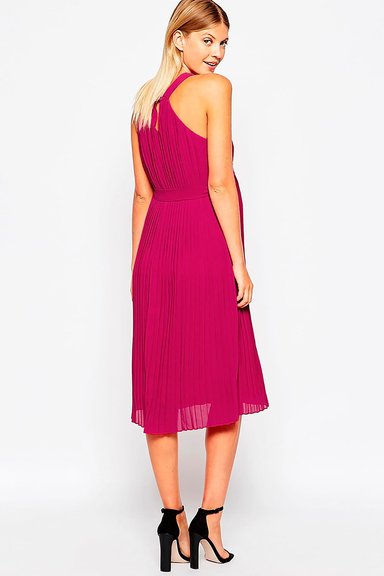 ALTO ASTRAL VESTIDO MATERNAL FUCSIA MIDI PLISADO - 2
