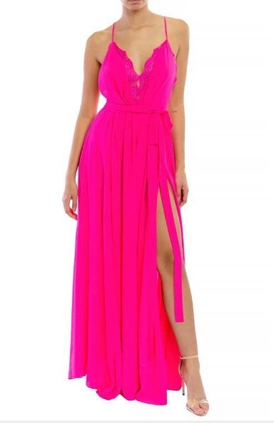ALTO ASTRAL VESTIDO MAXI FUCSIA SIN ESPALDA TALLA S - 1