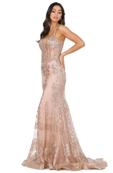 ESTIDO LARGO MUJER ALTO ASTRAL NUDE ROSE GOLD SIRENA FIESTA MATRIMONIO - 1