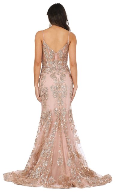 ESTIDO LARGO MUJER ALTO ASTRAL NUDE ROSE GOLD SIRENA FIESTA MATRIMONIO - 2