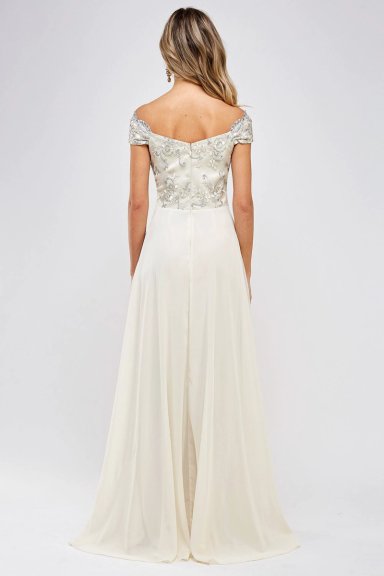 VESTIDO MUJER ALTO ASTRAL BEIGE LARGO NOVIA - 4