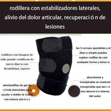 RODILLERA ESTABILIZADORA AJUSTABLE DEPORTIVA SOPORTE LATERAL - 4
