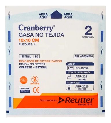 GASA ESTERIL 10X10 CM NO TEJIDA 50 UNIDADES - CRANBERRY - 3