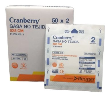 GASA ESTÉRIL 5X5- CAJA 50 SOBRES X 2 CRANBERRY - 2