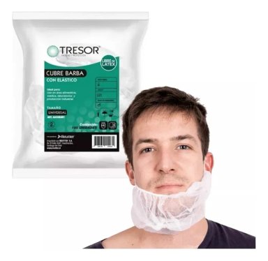 CUBRE BARBA DESECHABLE CON ELASTICO 100UNI TRESOR BLANCO - 1