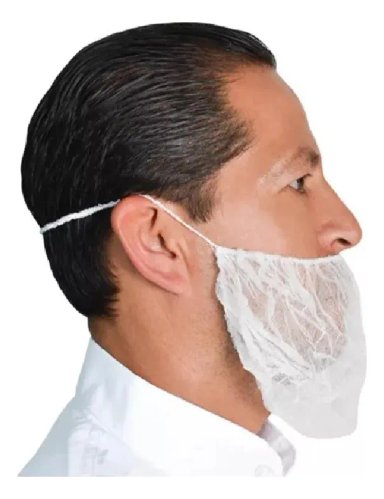CUBRE BARBA DESECHABLE CON ELASTICO 100UNI TRESOR BLANCO - 3
