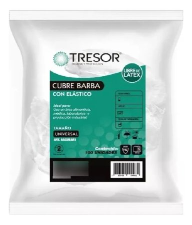 CUBRE BARBA DESECHABLE CON ELASTICO 100UNI TRESOR BLANCO - 5