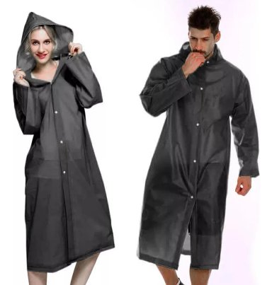 CAPA PONCHO IMPERMEABLE LLUVIA UNISEX ADULTO UNIDAD NEGRO - 1