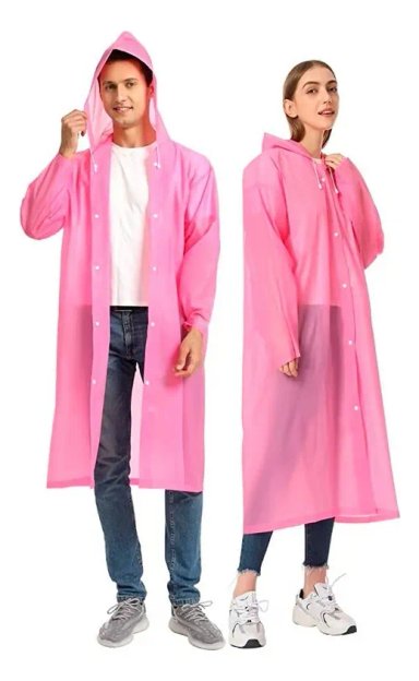 CAPA PONCHO IMPERMEABLE LLUVIA UNISEX ADULTO UNIDAD ROSADO - 1