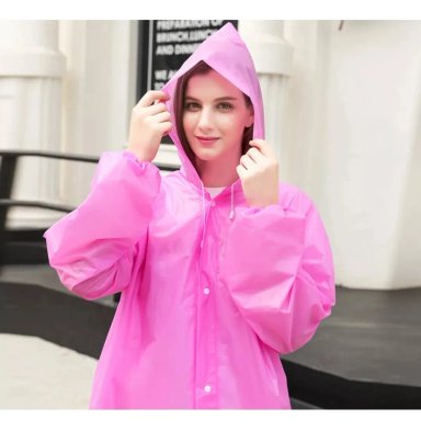 CAPA PONCHO IMPERMEABLE LLUVIA UNISEX ADULTO UNIDAD ROSADO - 2