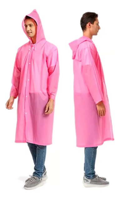 CAPA PONCHO IMPERMEABLE LLUVIA UNISEX ADULTO UNIDAD ROSADO - 5