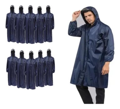 PONCHO LLUVIA LARGO CAPA PARA LA LLUVIA CHUBASQUERO PVC X 10 - 1