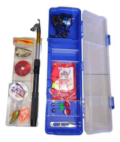 SET CAÑA PESCAR TELESCÓPICA DE 165 CM CON CAJA Y ACCESORIOS - 1