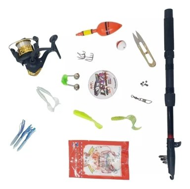 SET CAÑA PESCAR TELESCÓPICA DE 165 CM CON CAJA Y ACCESORIOS - 2