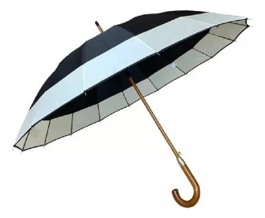PARAGUAS AUTOMATICO IMPERMEABLE 16 VARILLAS NEGRO - 1