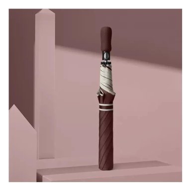 PARAGUAS SOMBRILLA PORTATIL RETRACTIL 120CM + FUNDA MARRON - 4