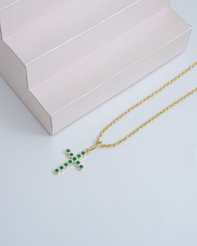 COLGANTE CRUZ MINI SWAROVSKI ORO LAMINADO 18K - 3