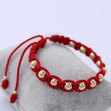 BRAZALETE ROJO EN MACRAMÉ BALÍN ORO LAMINADO 18K - 2