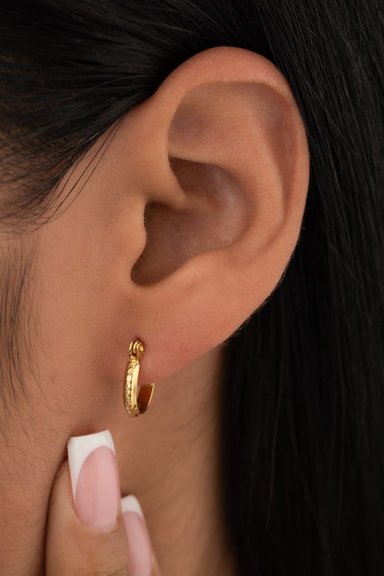 AROS TALLADOS PEQUEÑOS ORO LAMINADO 18K - 2